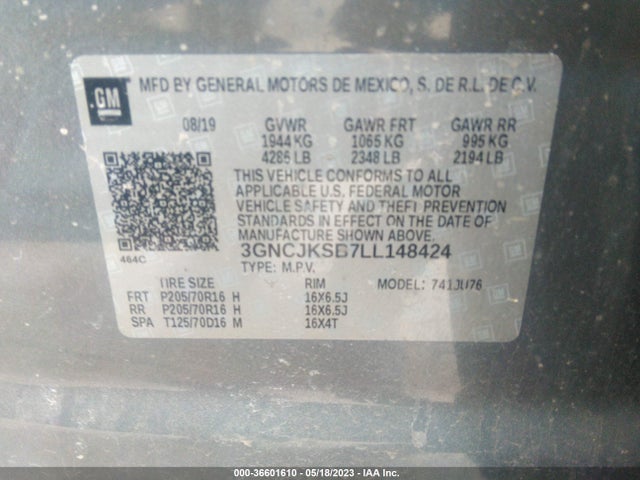 Chevrolet TRAX LS 2020 3GNCJKSB7LL148424 Image 9