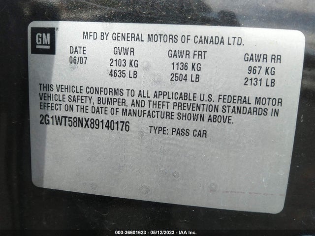 2008 CHEVROLET IMPALA LT VIN: 2G1WT58NX89140176