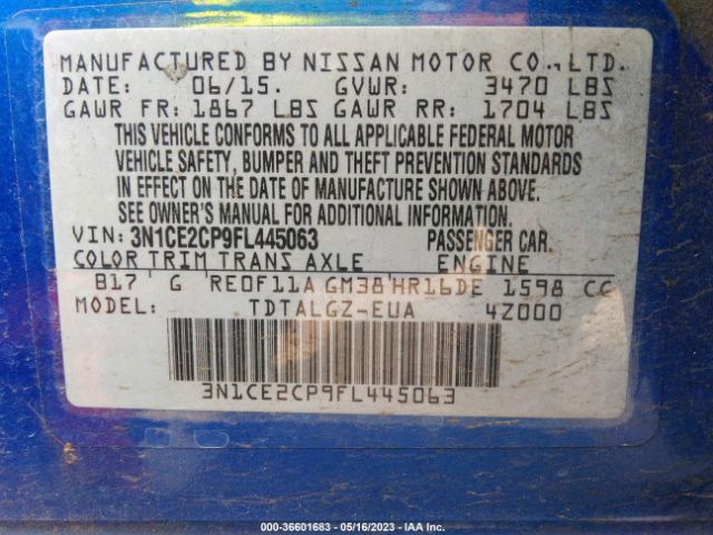 3N1CE2CP9FL445063 Nissan Versa Note Sr