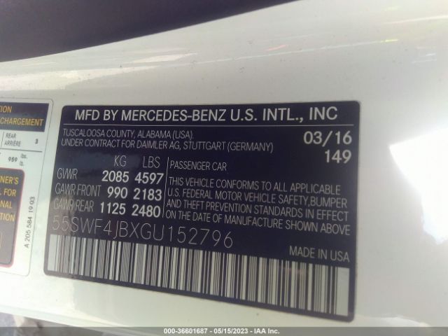 55SWF4JBXGU152796 Mercedes-Benz C-class C 300