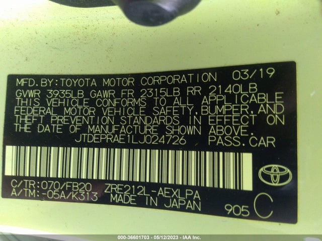 Toyota COROLLA LE 2020 JTDEPRAE1LJ024726 Image 11