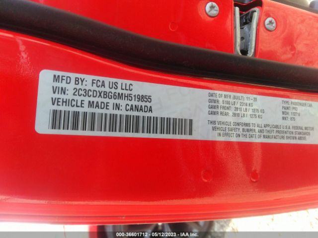 2C3CDXBG6MH519855 Dodge Charger Sxt