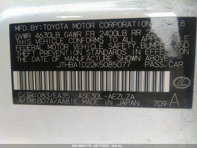 JTHBA1D22K5085077 Lexus Is Is 300