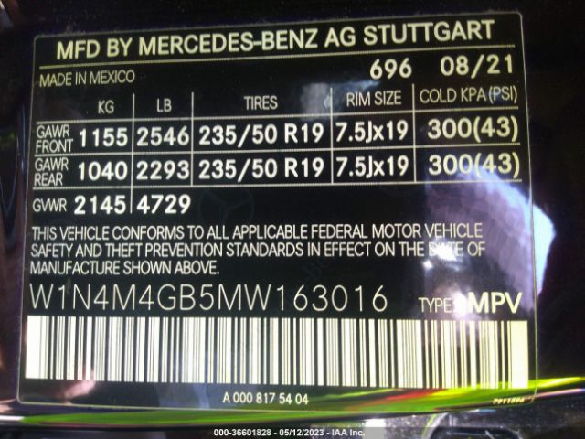 W1N4M4GB5MW163016 Mercedes-Benz Glb Glb 250