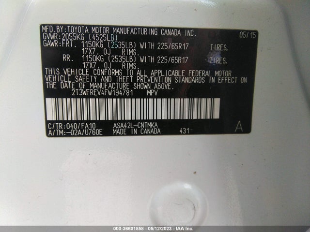 Toyota Rav4 Xle 2015 2T3WFREV4FW194781 Image 11