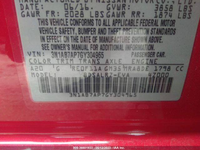 3N1AB7AP7GY304965 Nissan SENTRA SR