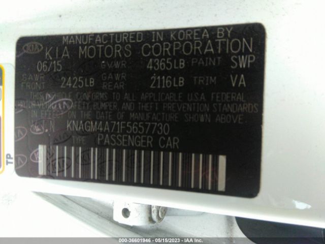 KNAGM4A71F5657730 KIA Optima Lx