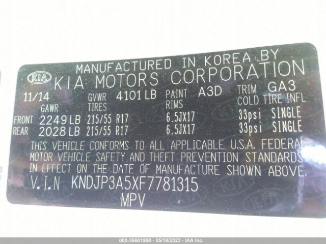 KNDJP3A5XF7781315 KIA SOUL +