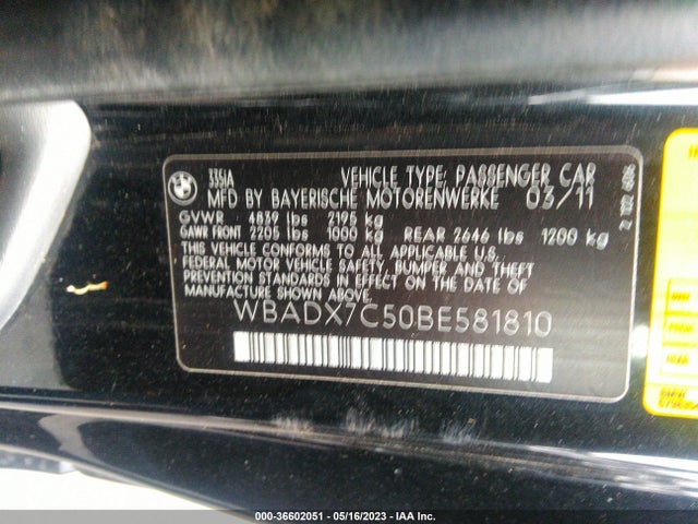 2011 BMW 3 SERIES 335I VIN: WBADX7C50BE581810