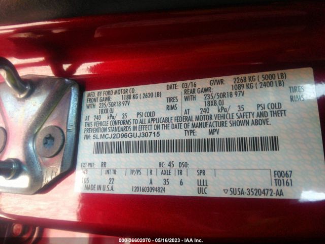 5LMCJ2D96GUJ30715 Lincoln MKC SELECT