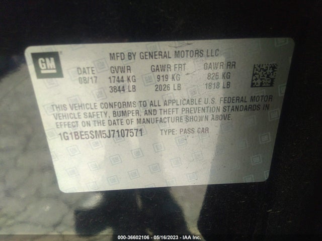Chevrolet CRUZE LT 2018 1G1BE5SM5J7107571 Image 11