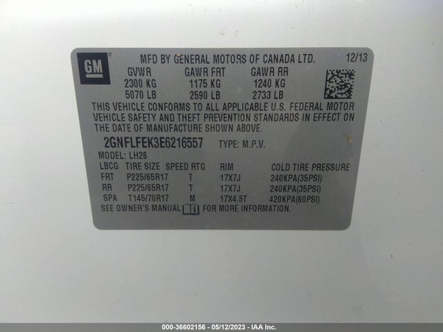 Chevrolet EQUINOX LT 2014 2GNFLFEK3E6216557 Image 9
