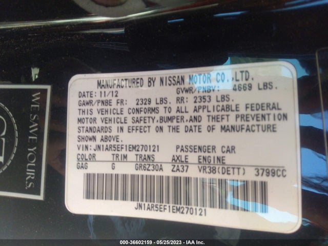 2014 Nissan GT-R, VIN: JN1AR5EF1EM270121