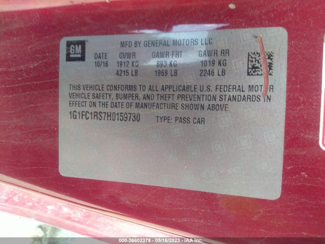 Chevrolet Camaro 2lt 2017 1G1FC1RS7H0159730 Image 9