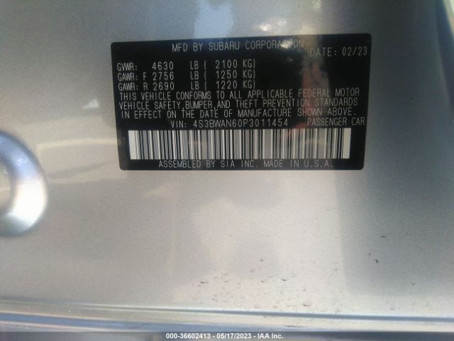 4S3BWAN60P3011454 Subaru Legacy Limited