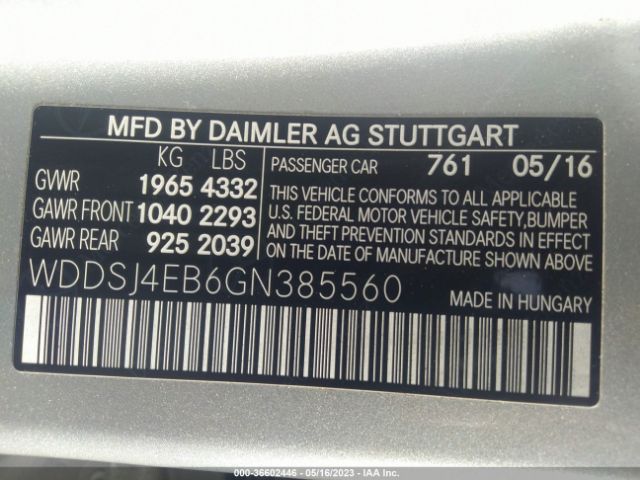 WDDSJ4EB6GN385560 Mercedes-Benz Cla Cla 250