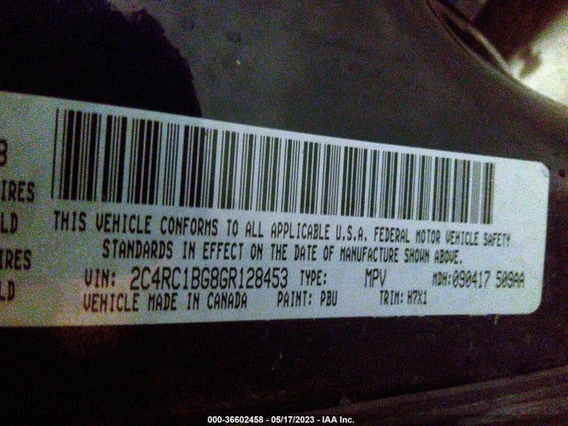 2C4RC1BG8GR128453 Chrysler Town & Country Touring