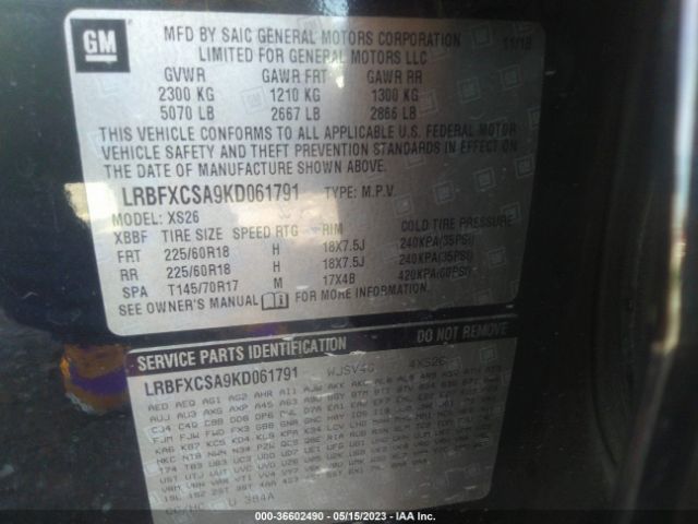 LRBFXCSA9KD061791 Buick Envision Essence