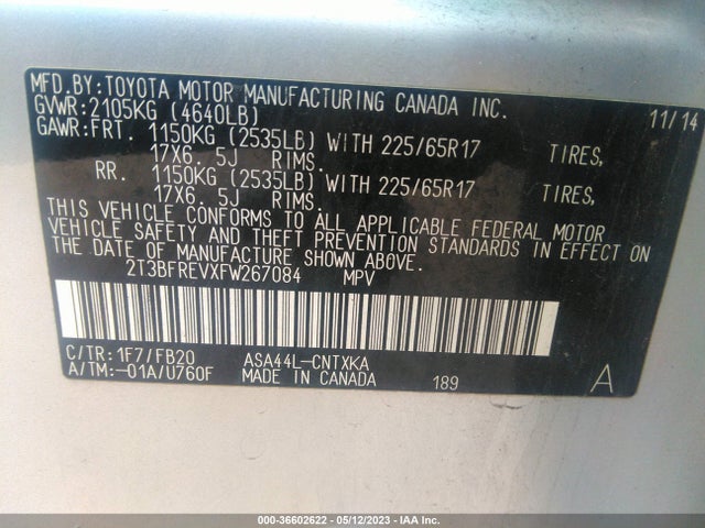 Toyota RAV4 LE 2015 2T3BFREVXFW267084 Image 10