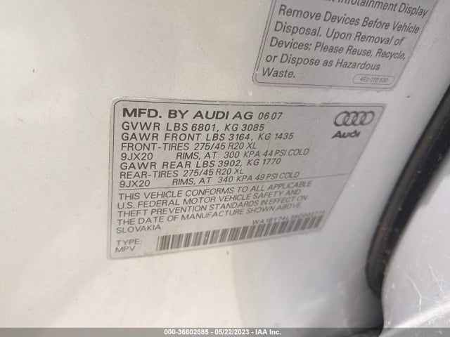 2008 AUDI Q7 WA1BY74L38D002774 Photo 8