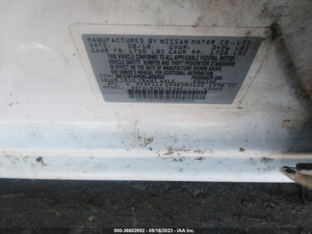 3N1CN7AP0KL809252 Nissan Versa Sedan Sv