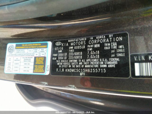 KNDMC5C15H6255715 KIA SEDONA EX