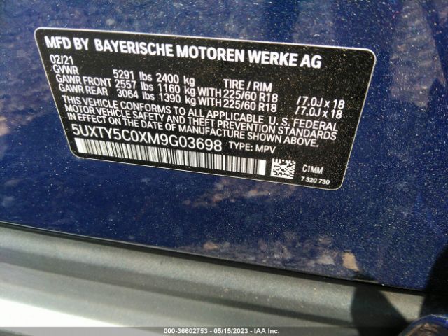 5UXTY5C0XM9G03698 BMW X3 Xdrive30i