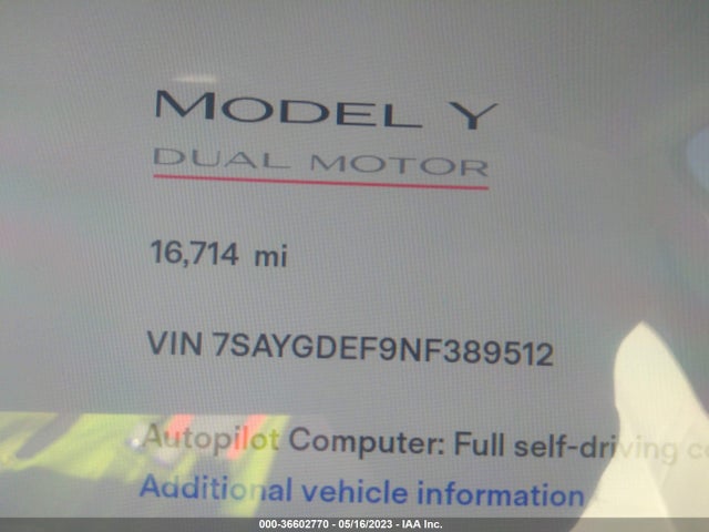 Tesla Model Y Performance 2022 7SAYGDEF9NF389512 Image 8
