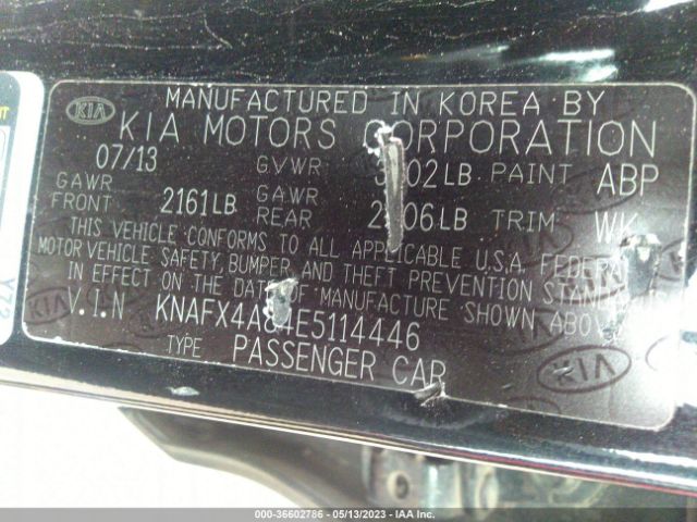 KNAFX4A84E5114446 KIA FORTE EX