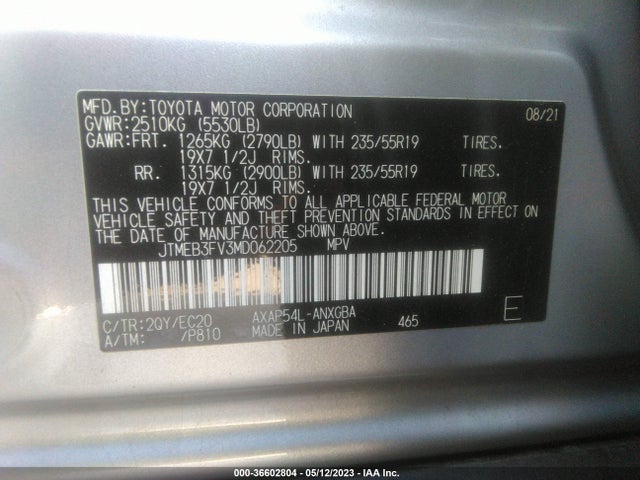 2021 TOYOTA RAV4 PRIME XSE VIN: JTMEB3FV3MD062205