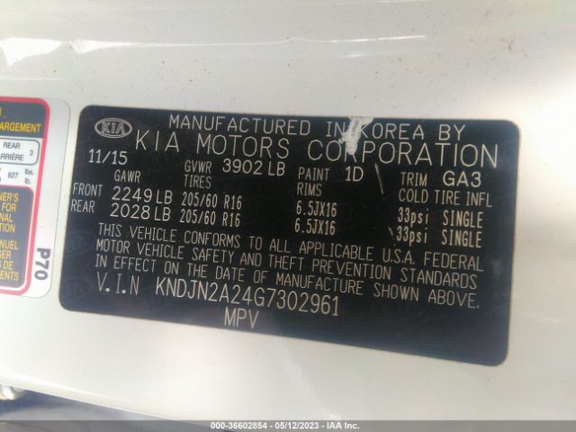 KNDJN2A24G7302961 KIA Soul Base