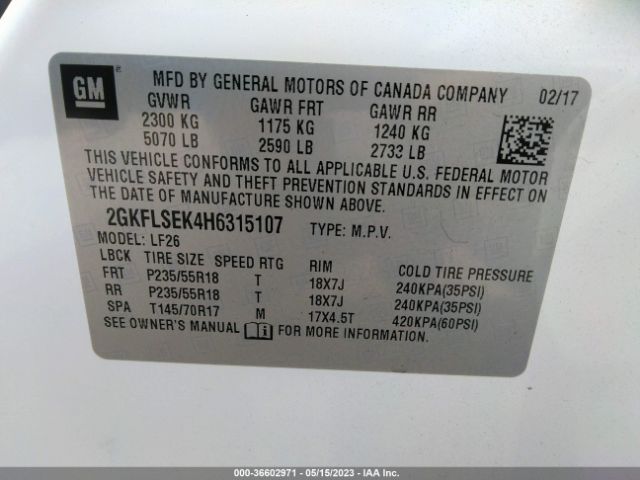 2GKFLSEK4H6315107 GMC Terrain Sle