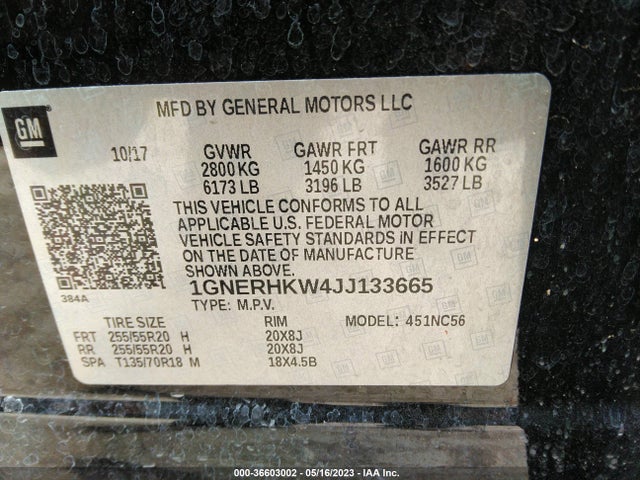 Chevrolet Traverse Lt Leather 2018 1GNERHKW4JJ133665 Image 11