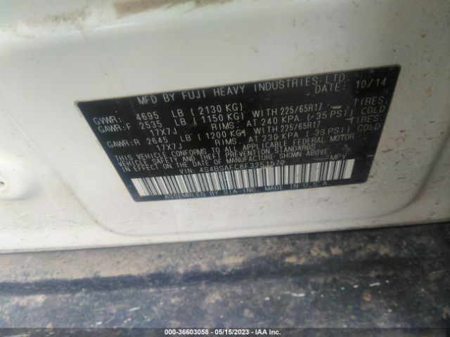 4S4BSAFC8F3251572 Subaru Outback 2.5i Premium