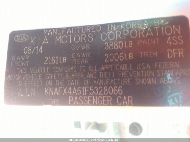 KNAFX4A61F5328066 KIA FORTE LX
