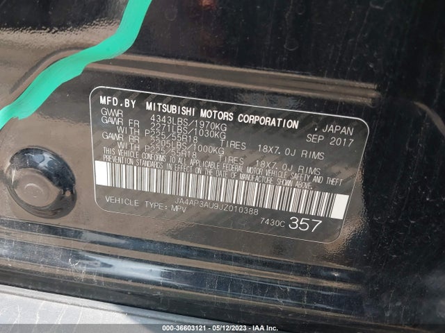 JA4AP3AU9JZ010388 Mitsubishi Outlander Sport 2.0