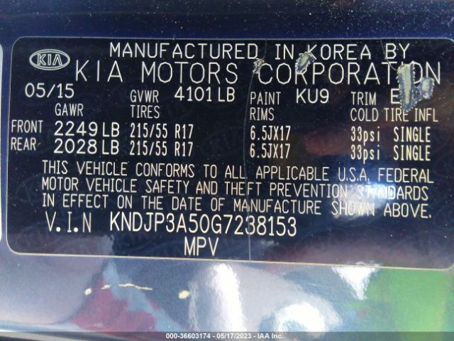 KNDJP3A50G7238153 KIA SOUL +
