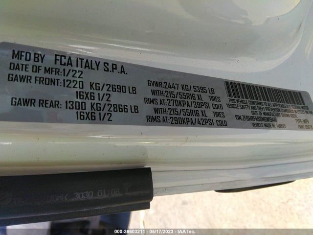 ZFBHRFAB8N6W19416 RAM Promaster City Tradesman