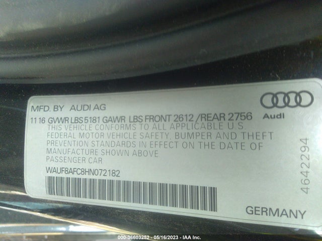 WAUF8AFC8HN072182 Audi A6 PREMIUM
