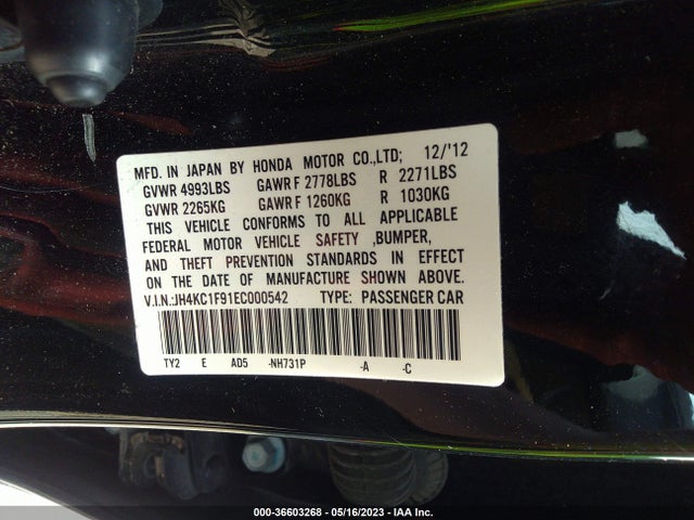 Acura Rlx Advance Pkg 2014 JH4KC1F91EC000542 Image 9
