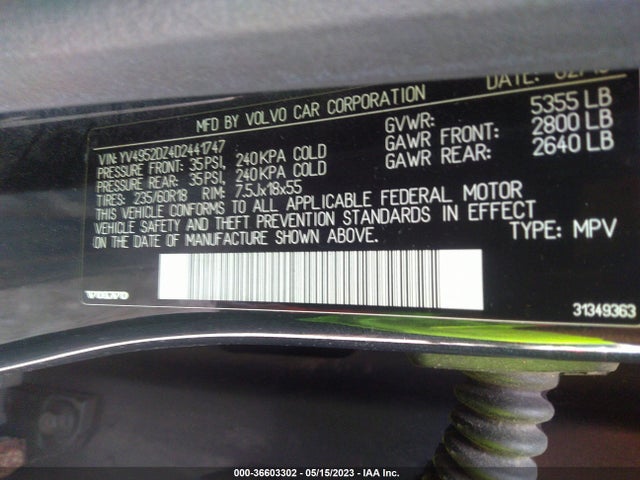 2013 VOLVO XC60 3.2L VIN: YV4952DZ4D2441747