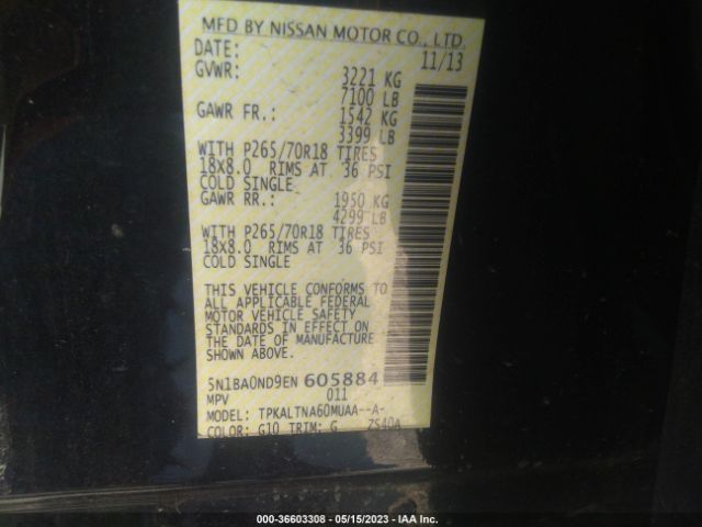 5N1BA0ND9EN605884 Nissan ARMADA SV