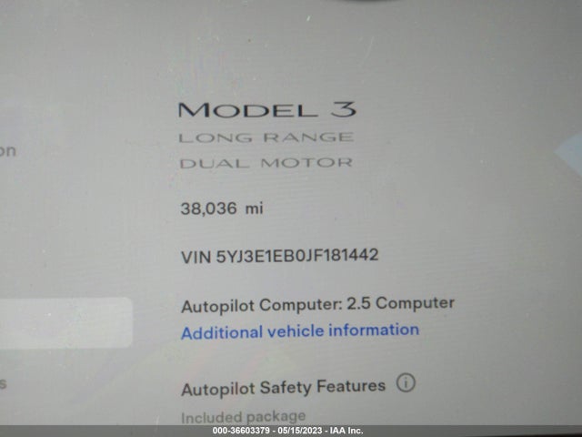 Tesla Model 3 Long Range 2018 5YJ3E1EB0JF181442 Image 9