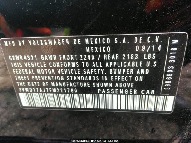 3VWD17AJ7FM221760 Volkswagen Jetta Sedan 1.8t Sport