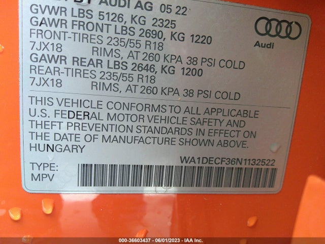 WA1DECF36N1132522 Audi Q3 S Line Premium