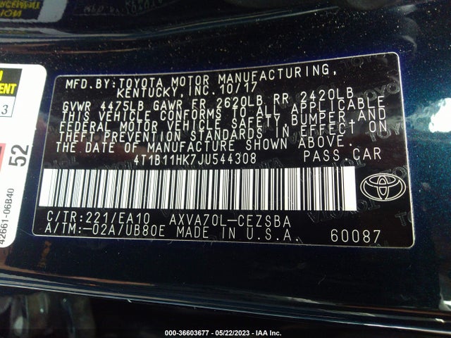 2018 Toyota Camry, VIN: 4T1B11HK7JU544308