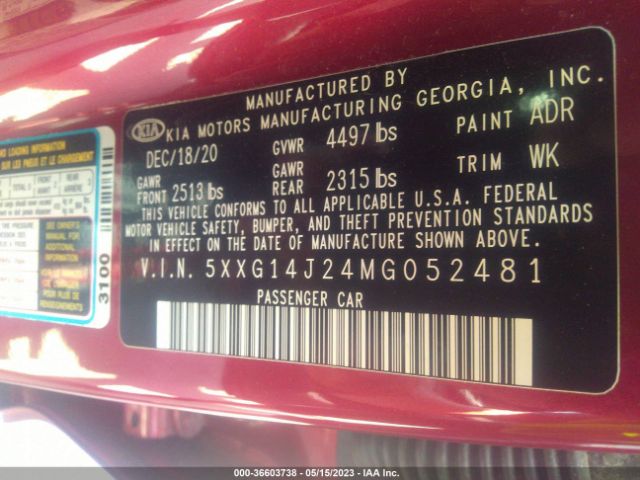 5XXG14J24MG052481 KIA K5 LXS