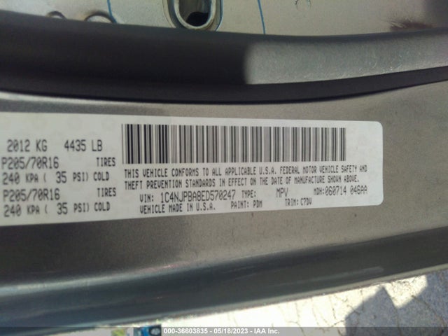 1C4NJPBA8ED570247 Jeep Patriot Sport