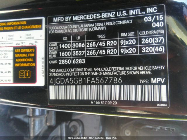 4JGDA5GB1FA567786 Mercedes-Benz M-class Ml 400