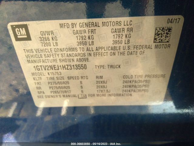 1GTV2NEJ1HZ313550 GMC Sierra 1500 Slt